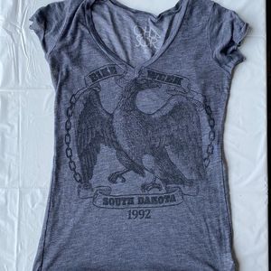 Chaser South Dakota Bike Week 1992 Graphic Vneck T-shirt Size Small